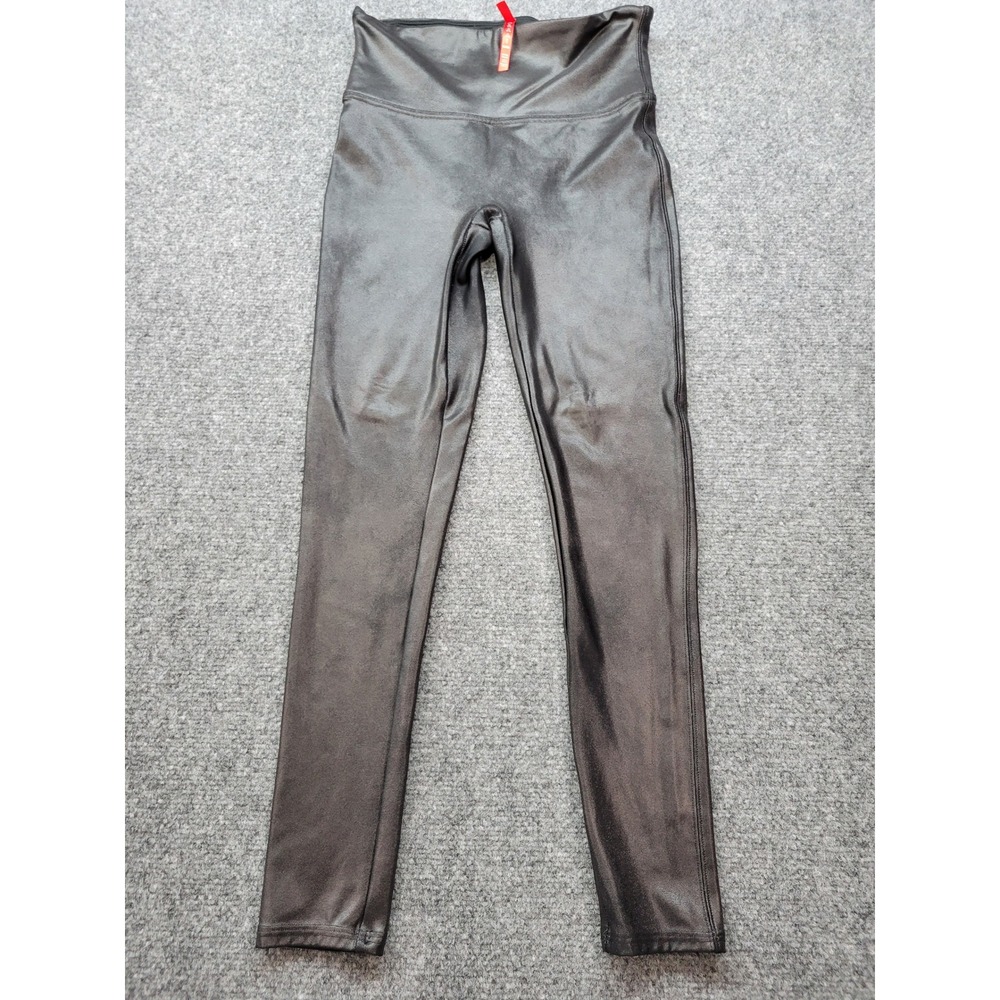 Spanx Faux Leather Leggings Black High Waist Petite Medium 2437Q